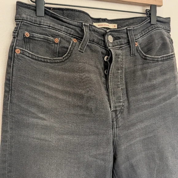Levi's Wedgie Straight In Well Worn Black Size 31 - Picture 6 of 7